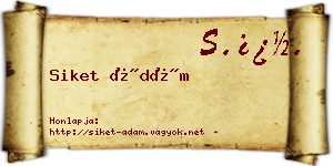 Siket Ádám névjegykártya