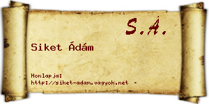 Siket Ádám névjegykártya